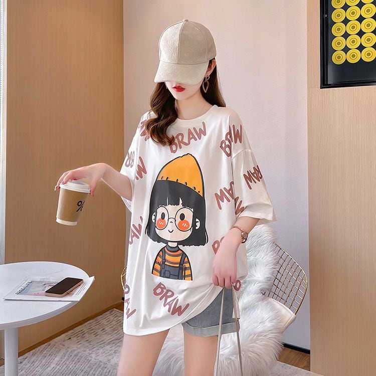 新商品 好感度満載 ラウンドネック プリント Tシャツ カットソーins-8477