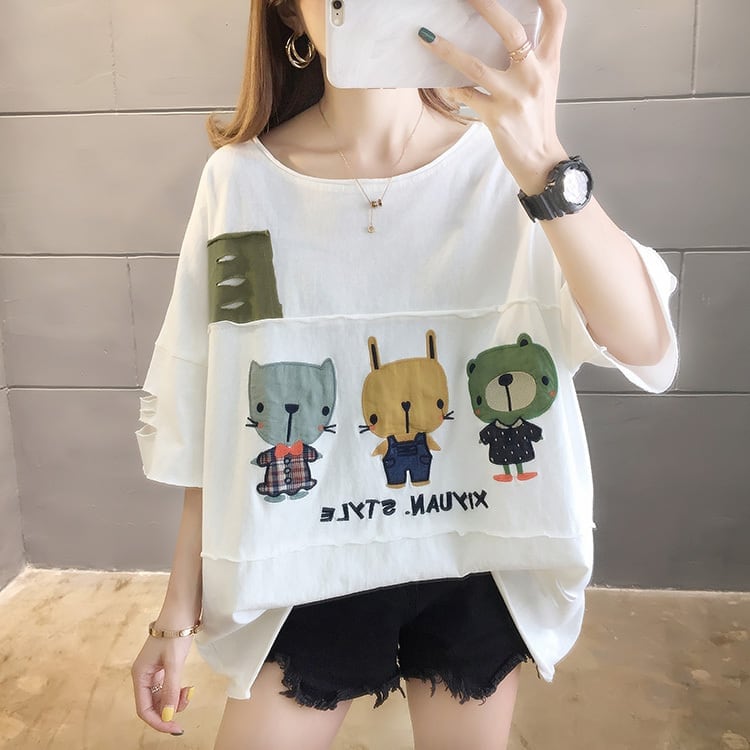 絶対欲しい  個性派 ダメージ加工 ゆったり 半袖Tシャツ 全3色 ins-4949