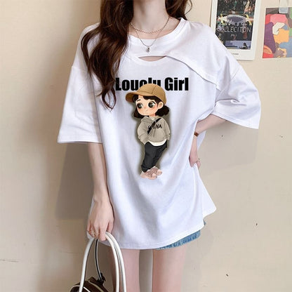 大人可愛い キュート カジュアル 全3色 半袖Tシャツ カットソー ins-8602