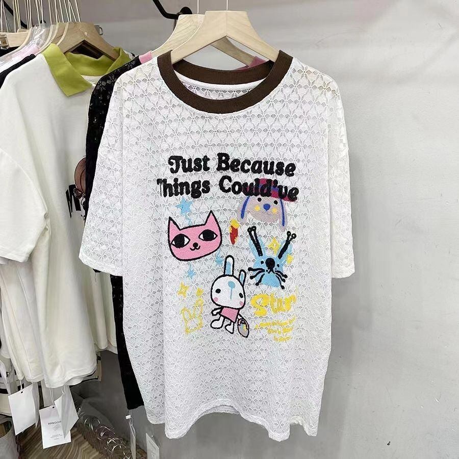 【半額！期間限定！！】新商品  超人気 キュート プリント  2色半袖Tシャツins-8520