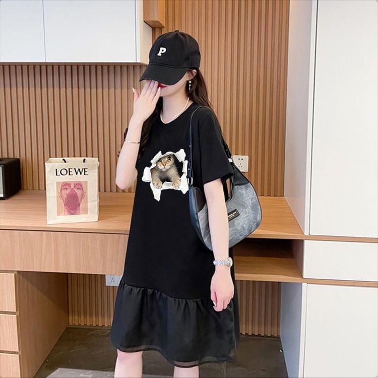 絶対欲しい カジュアル ネコ デザイン ゆったり 半袖 Tシャツins-8658