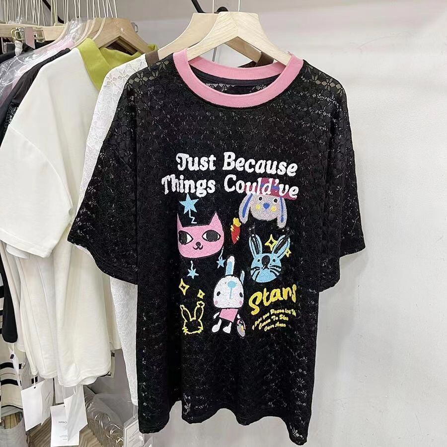 【半額！期間限定！！】新商品  超人気 キュート プリント  2色半袖Tシャツins-8520