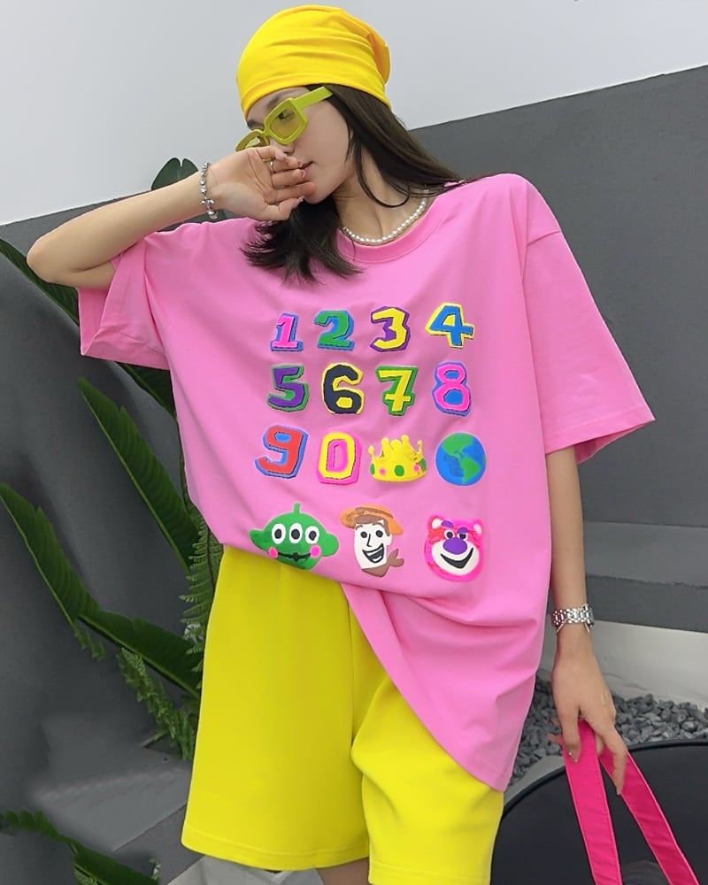 売り切れ必至 個性派 プリント三色 ゆったり 半袖Tシャツ ins-8462